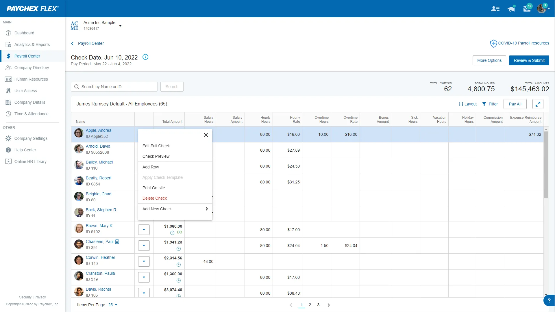 Paychex Screenshot