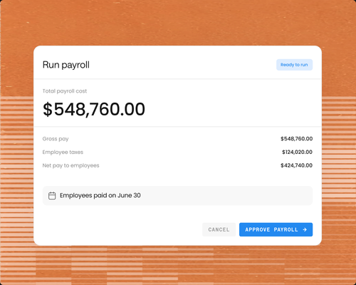 Deductions flow straight into payroll.: product interface illustration