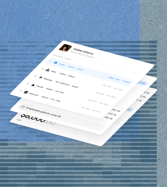 Employee record with employment history and upcoming pay