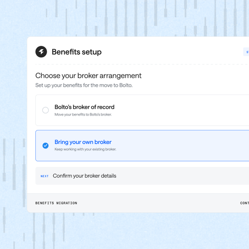 Benefits workflow in Bolto